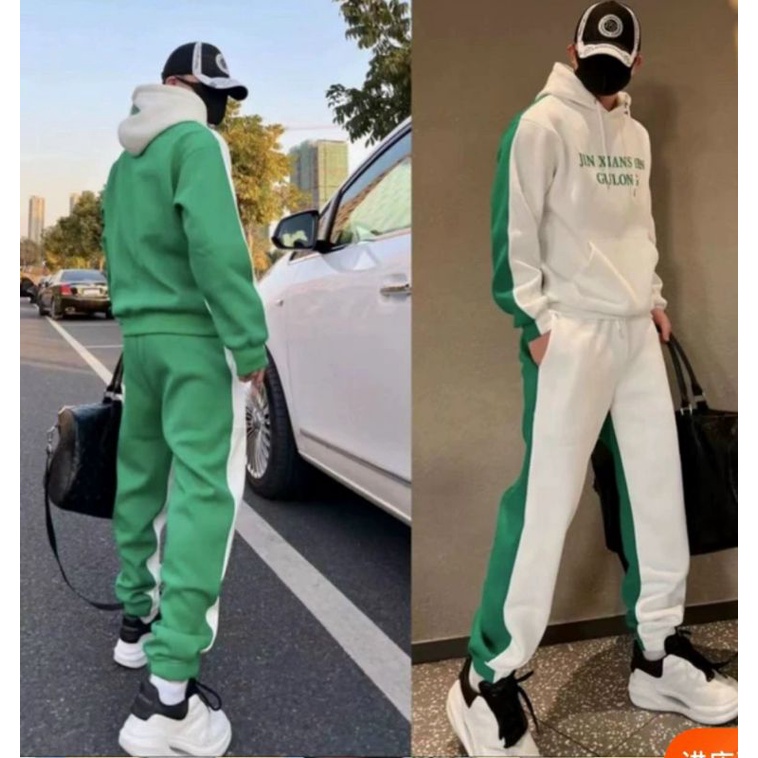 Set quần jogger kèm áo hoodie form rộng,Bộ đồ nỉ cao cấp phối màu unisex nam nữ thời trang thu đông