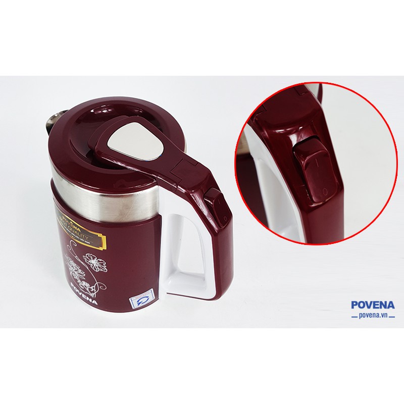 Ấm siêu tốc Povena PVN-26 (2,3L) 1500W INOX 304, GIỮ NHIỆT LÂU, SÔI NHANH - BH 1 NĂM