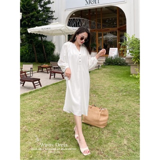 Váy lụa cao cấp 2 lớp tay dài dáng suông rộng che khuyết điểm tốt macs winny dress