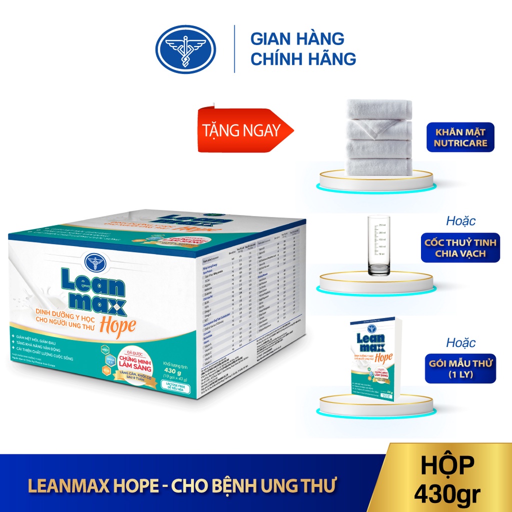 01 hộp Leanmax Hope 430g (10gói x 43g) - Dinh dưỡng cho người bệnh ung thư, suy mòn