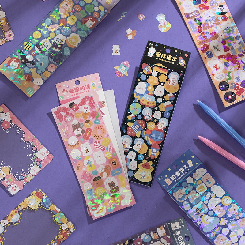 PeachBộ 2 Tấm Sticker Dán Trang Trí Sổ Tay/Album DIY Hình Động Vật Dễ Thương 8 Kiểu