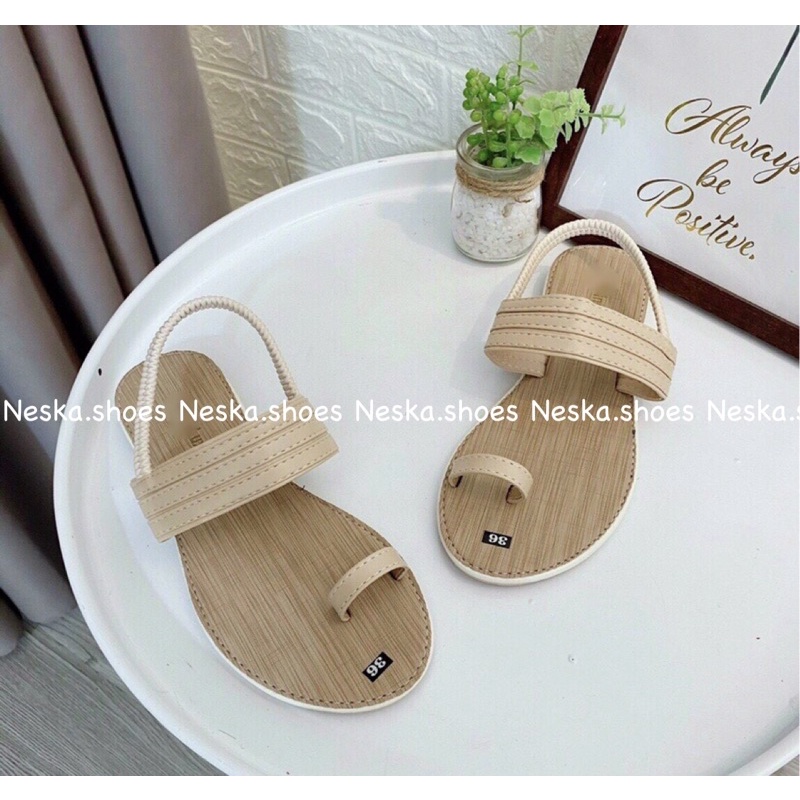 Giày sandal xỏ ngón đế bệt nữ quai thun hàng chất lượng mã Nes.11