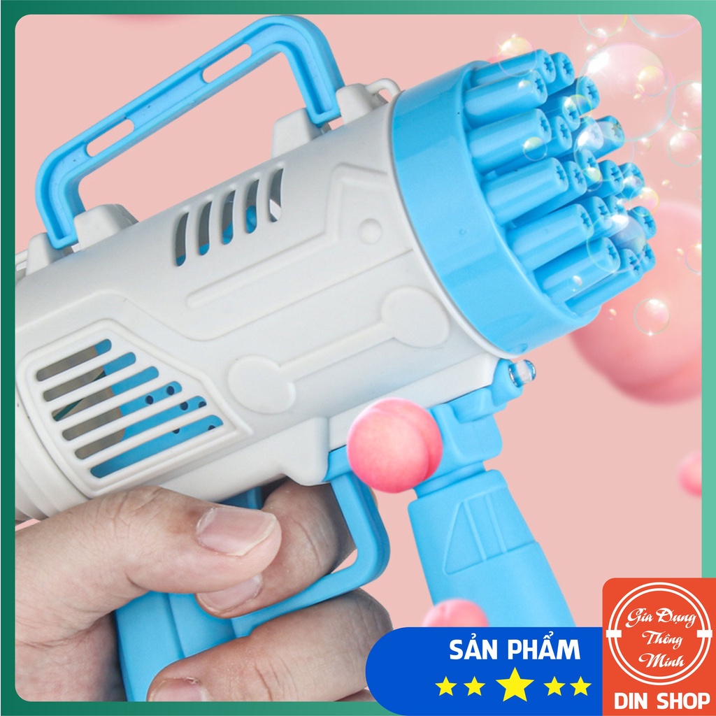 Súng Bắn Bong Bóng Xà Phòng 21 Nòng 👑GIÁ HỦY DIỆT👑 Súng Thổi Bong Bóng Chạy Bằng Pin Siêu Mạnh An Toàn Cho Bé Din Shop