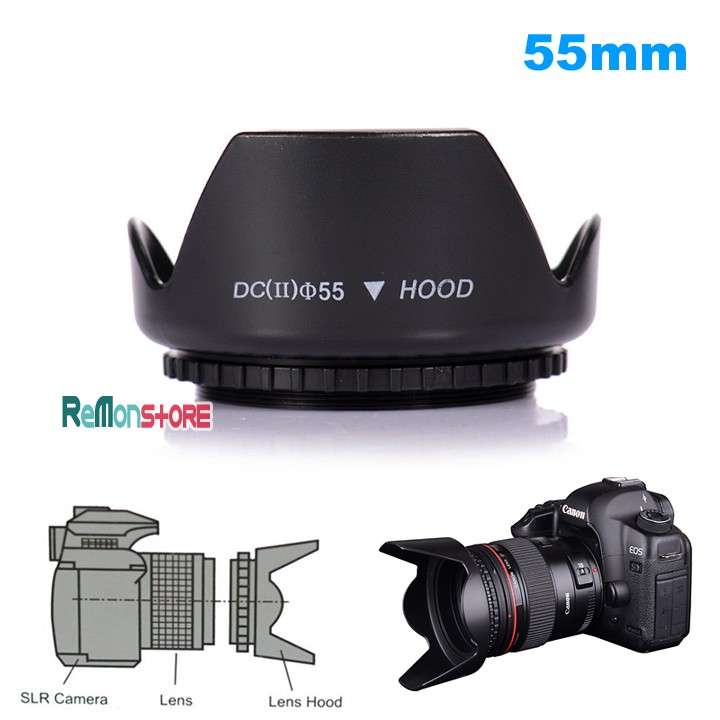 Loa che nắng Lens Hood hoa sen vặn ren cho ống kính phi 55mm