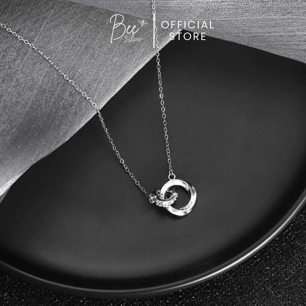 Dây chuyền bạc nữ 925 mặt trái tim tròn nối nhau Bee Silver Amora Necklace