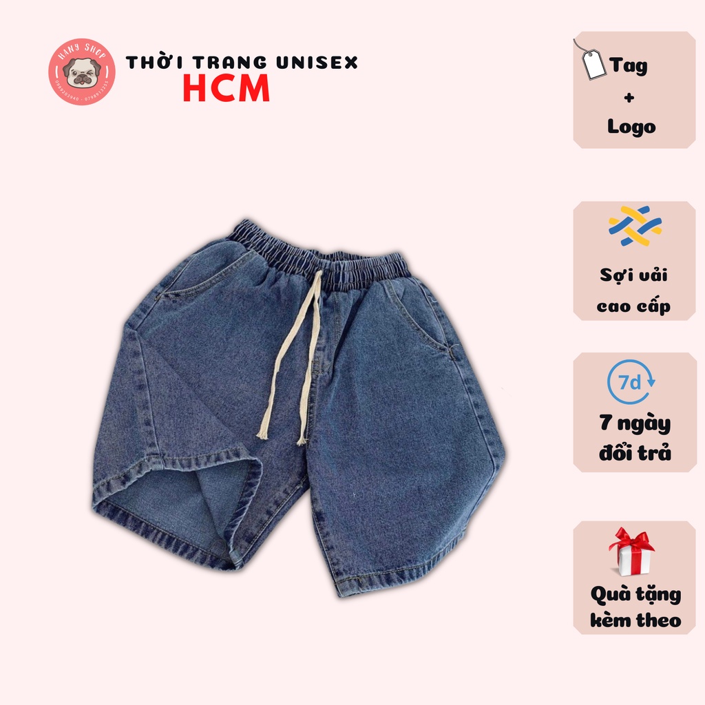 Quần Short jeans nam nữ form rộng vải loại dày đường chỉ may 2 lớp Thời trang Unisex HCM QU09