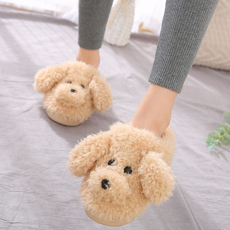 ⭐Ready Stock⭐☫✹❣Dép bông Teddy Dog Cặp đôi Mùa đông Trong nhà không trơn trượt Ngôi dễ thương ký túc xá nữ sinh mới phiên bản Hàn Quốc