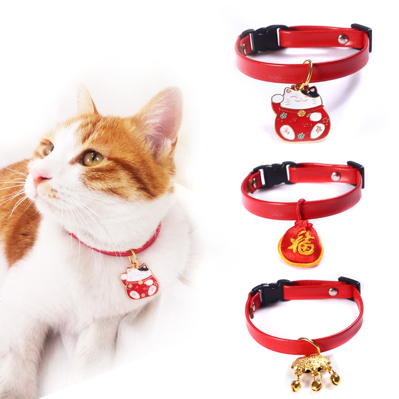 Vòng Đeo Cổ Hình Mèo Thần Tài Hũ Vàng - Phụ Kiện Thời Trang Thú Cưng #MintPet