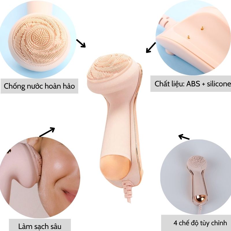 Máy rửa mặt xoay 4 chế độ làm sạch da mặt massage tẩy tế bào chết flawless thiết kế mạ vàng làm sạch sâu XIAOMIMI P.275