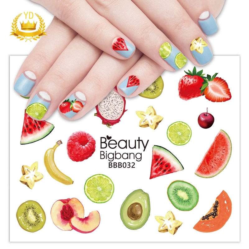[Hàng mới về] Tấm miếng dán móng BEAUTYBIGBANG hình hoa lá trái cây trang trí móng nghệ thuật