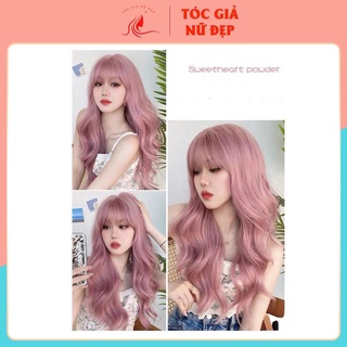 Tóc giả nguyên đầu mã BHT058 xoăn dợn hồng khói