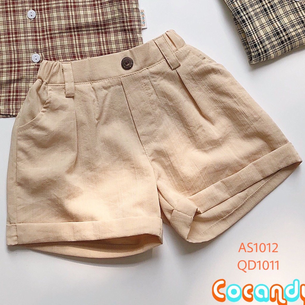 [Cocandy Official Store] Quần cho bé -chất đũi, dáng short/sooc cho bé màu be cao cấp cho bé từ 7 đến 23kg