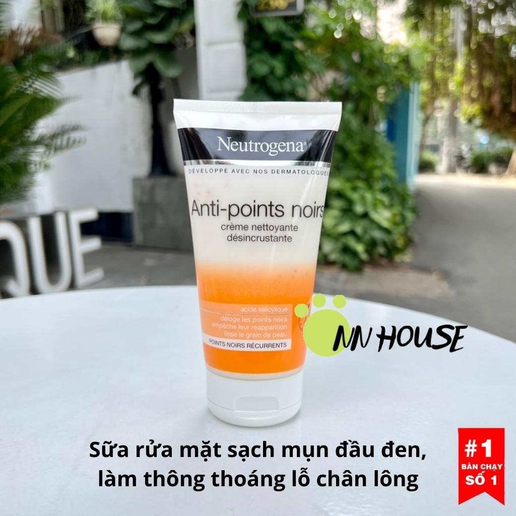 Sữa rửa mặt Neutrogena Cream Pháp sạch mụn đầu đen, tẩy tế bào chết, thu nhỏ lỗ chân lông, srm salicylic acid sạch sâu