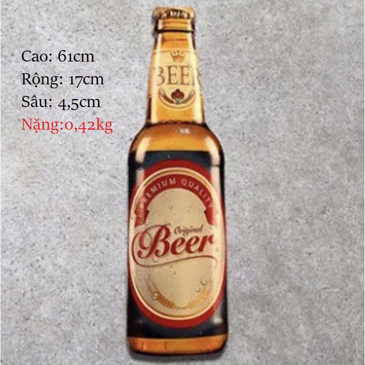 Mô hình chai bia sắt (61cm) treo tường trang trí quán nhậu, beer club, quán bar,... độc đáo & cá tính