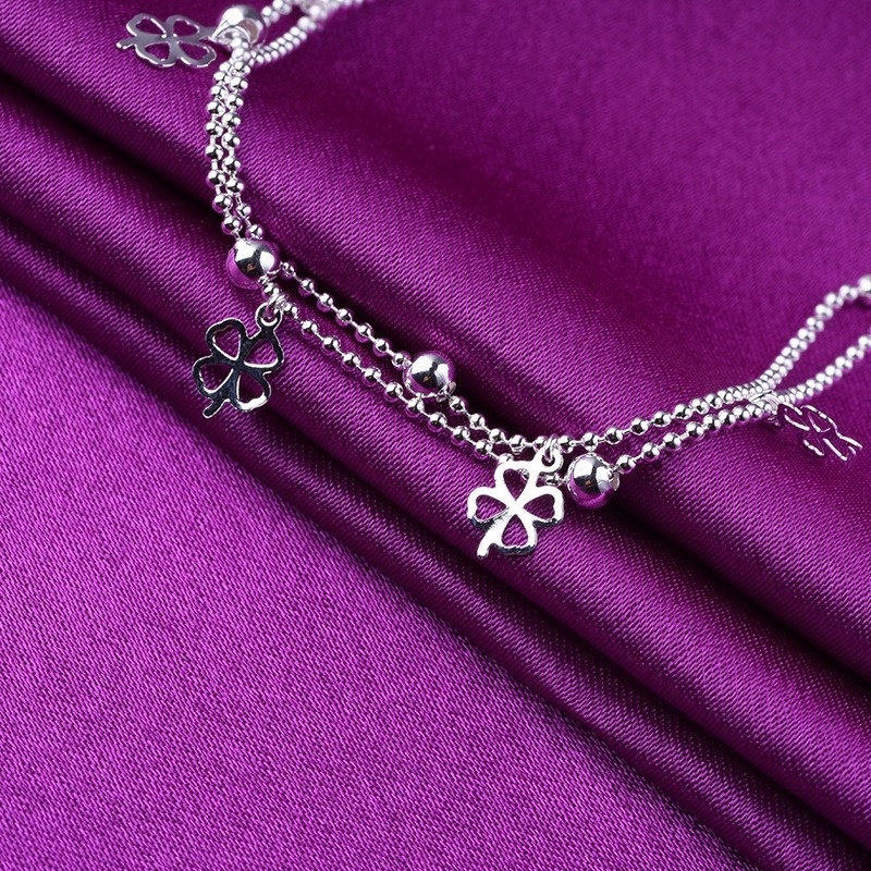 Vòng Đeo Tay Nhiều Lớp Hình Cỏ Bốn Lá Thời Trang Hàn Quốc Cho Nữ