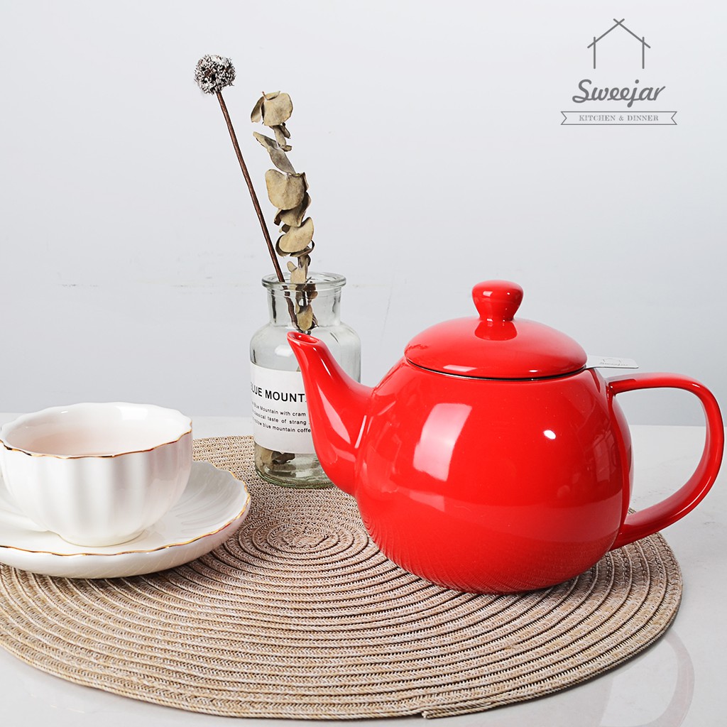 Sweejar Ceramic teapot kettle jugs with Stainless Steel filter