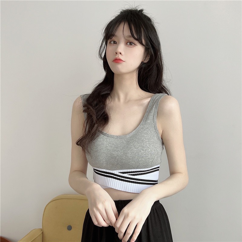 Áo Bra 3 Lỗ Tập Thể Thao Cotton Có Đệm Nâng Ngực Thiết Kế Dây Chéo Phong Cách Hàn Quốc Cực Xinh B810