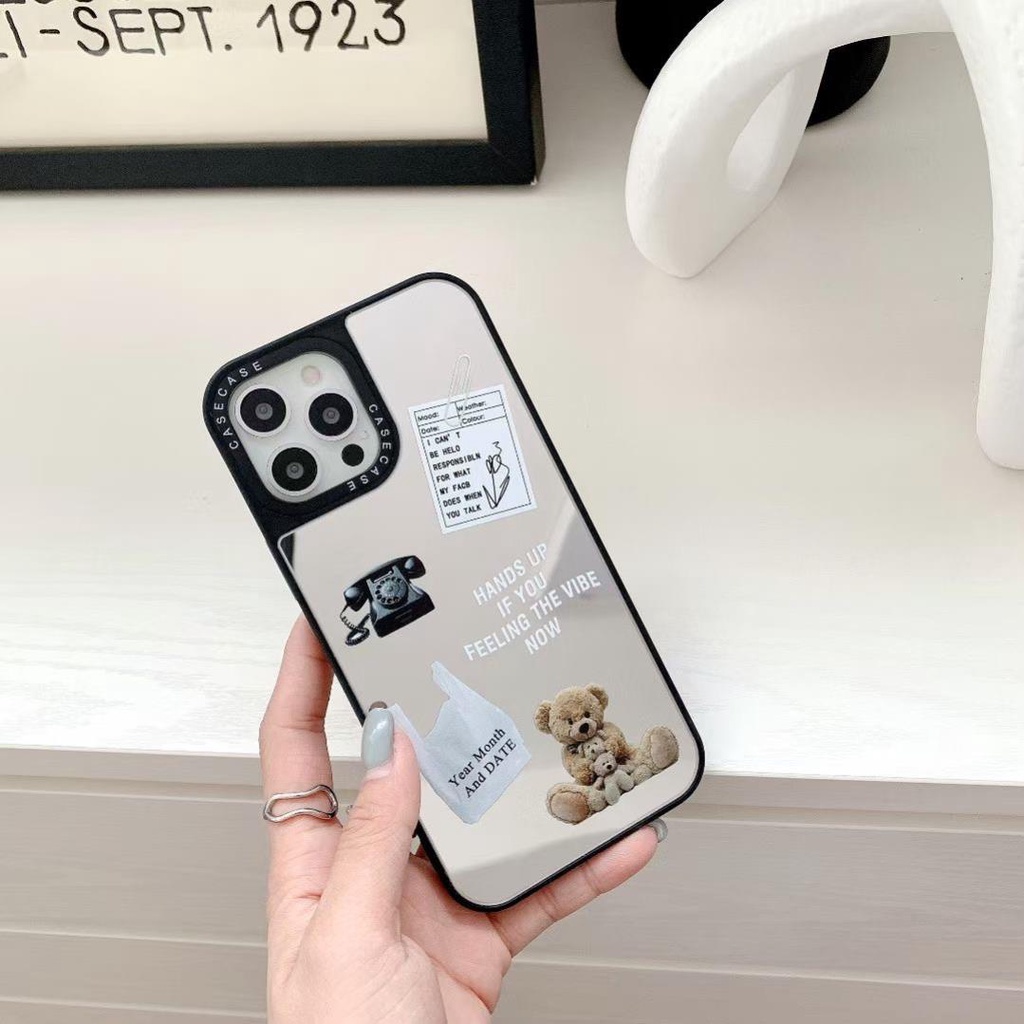 Ốp Lưng Tráng Gương Hình Gấu Đáng Yêu Cho Iphone13 pro Promax 12Mini 12promax 11 11pro Max