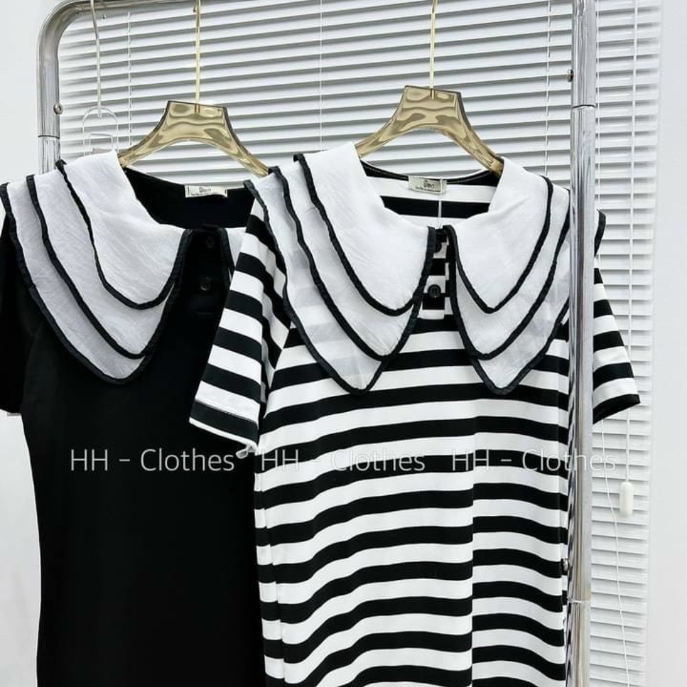 Đầm len suông cổ phối siêu xinh dưới 57kg vừa