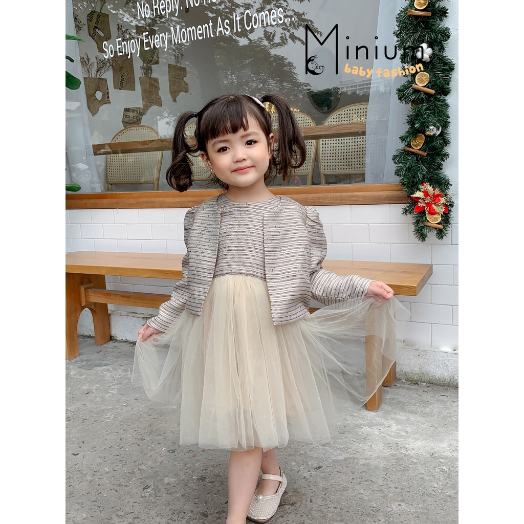 Bộ Áo Khoác Dạ Kèm Váy Công Chúa - Màu Đỏ -Màu Be(Sz 9-22kg)