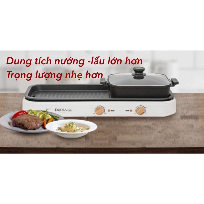 (Mẫu mới 2022) Nồi nướng lẩu DUPAN Hàn Quốc điều chỉnh nhiệt độ 2 trong 1 (có sẵn)