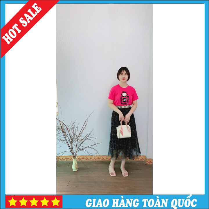 Áo Phông Nước Hoa Ren Ngọc Chất Đẹp🎁 Áo Kiểu Vải Cotton Giãn- Tunghongkong