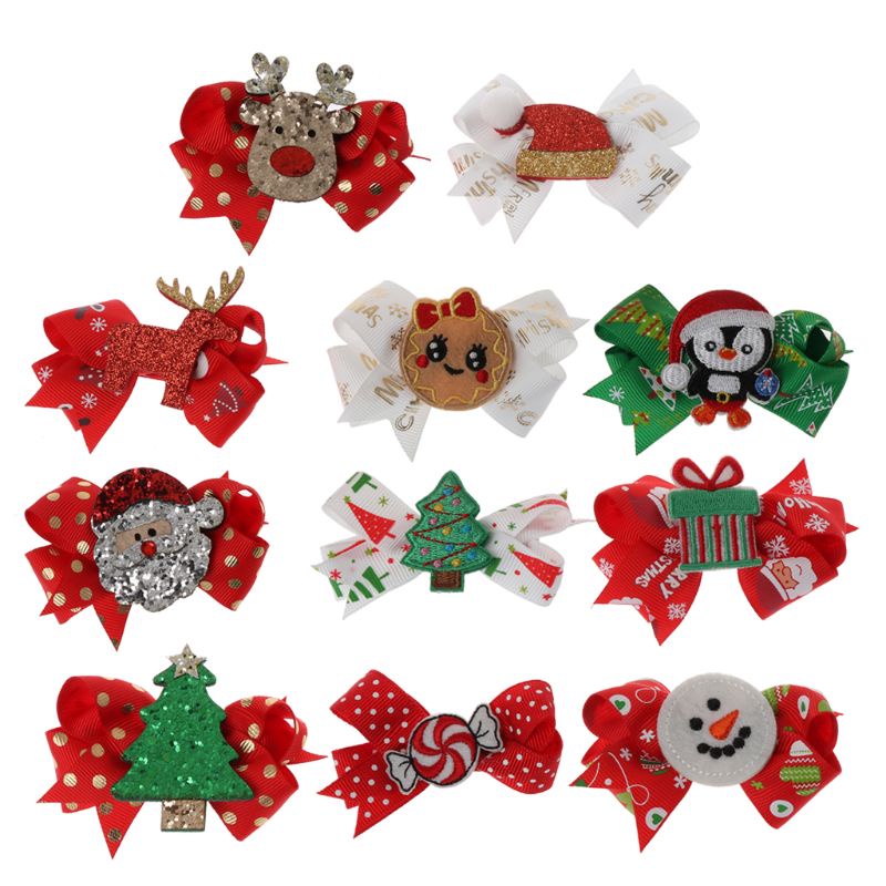 Kẹp Tóc Trang Trí Giáng Sinh Đính Nơ Dễ Thương Cho Nữ