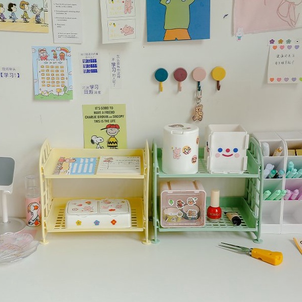 Kệ Nhựa Mini 2 Tầng, Giá Để Đồ 2 Tầng Mini Lắp Ghép