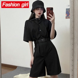 Áo Liền Quần Một Mảnh Dáng Rộng Phong Cách Harajuku Hàn Quốc Mùa Hè Tự Do