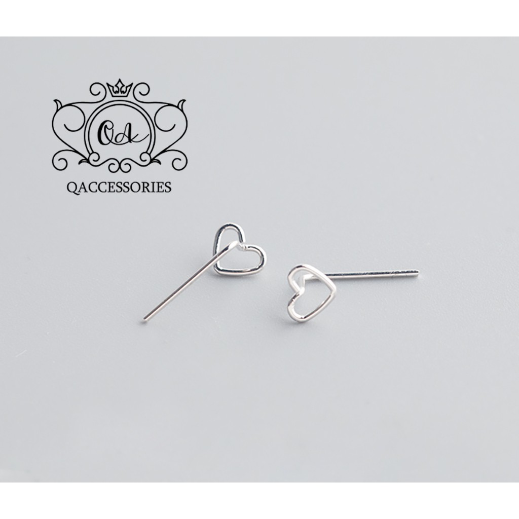 Khuyên tai bạc trái tim móc bông tai kẹp vành S925 HEART Silver Earrings QA SILVER EA210101