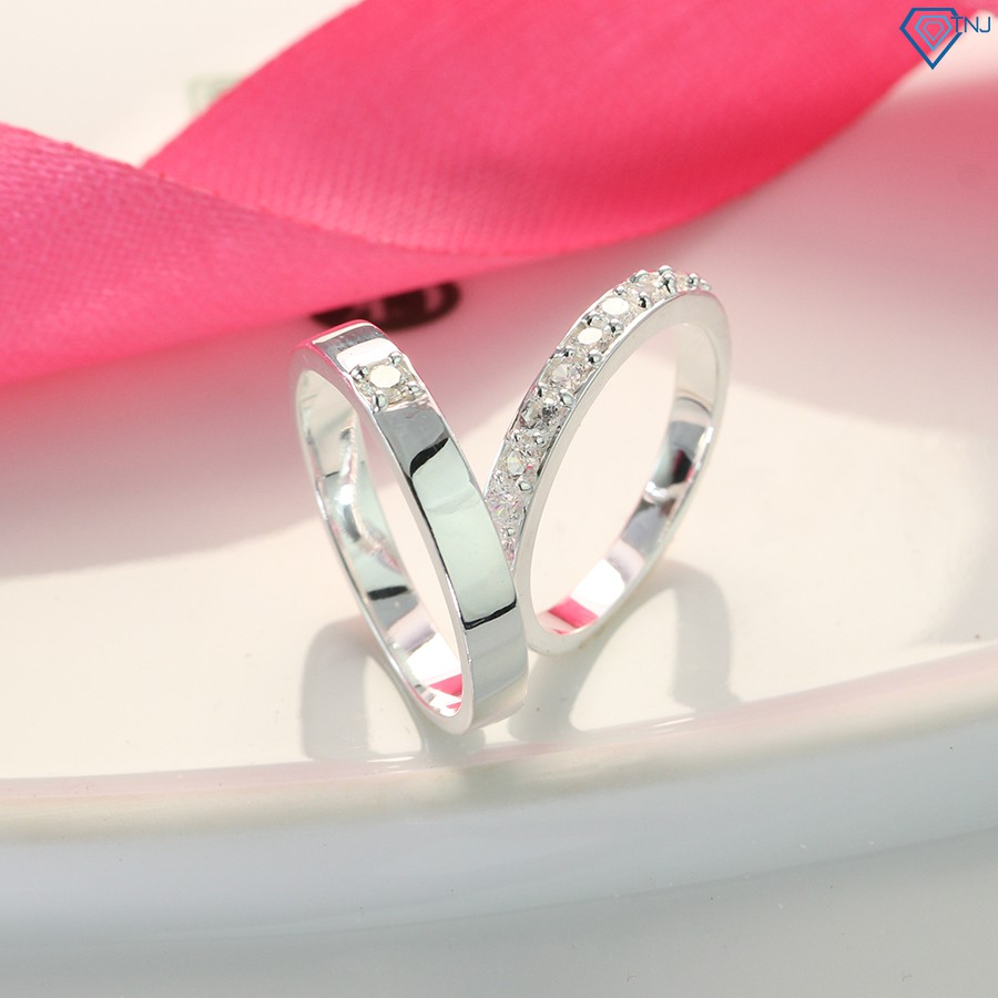 Nhẫn đôi bạc 925 nam nữ đẹp đơn giản tinh tế ND0135 TRANG SỨC TNJ