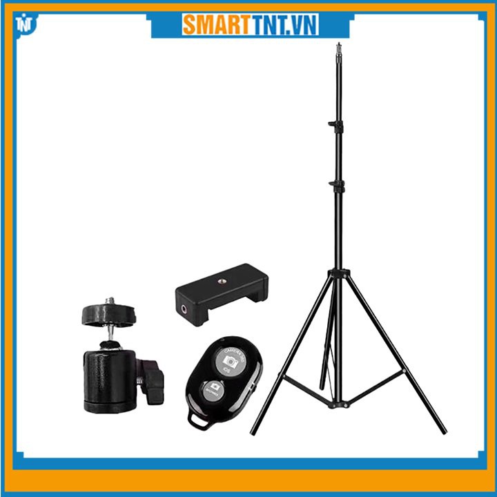 Giá đỡ tripod 2m1 kèm kẹp điện thoại và điều khiển bluetooth chụp hình quay phim và livestream