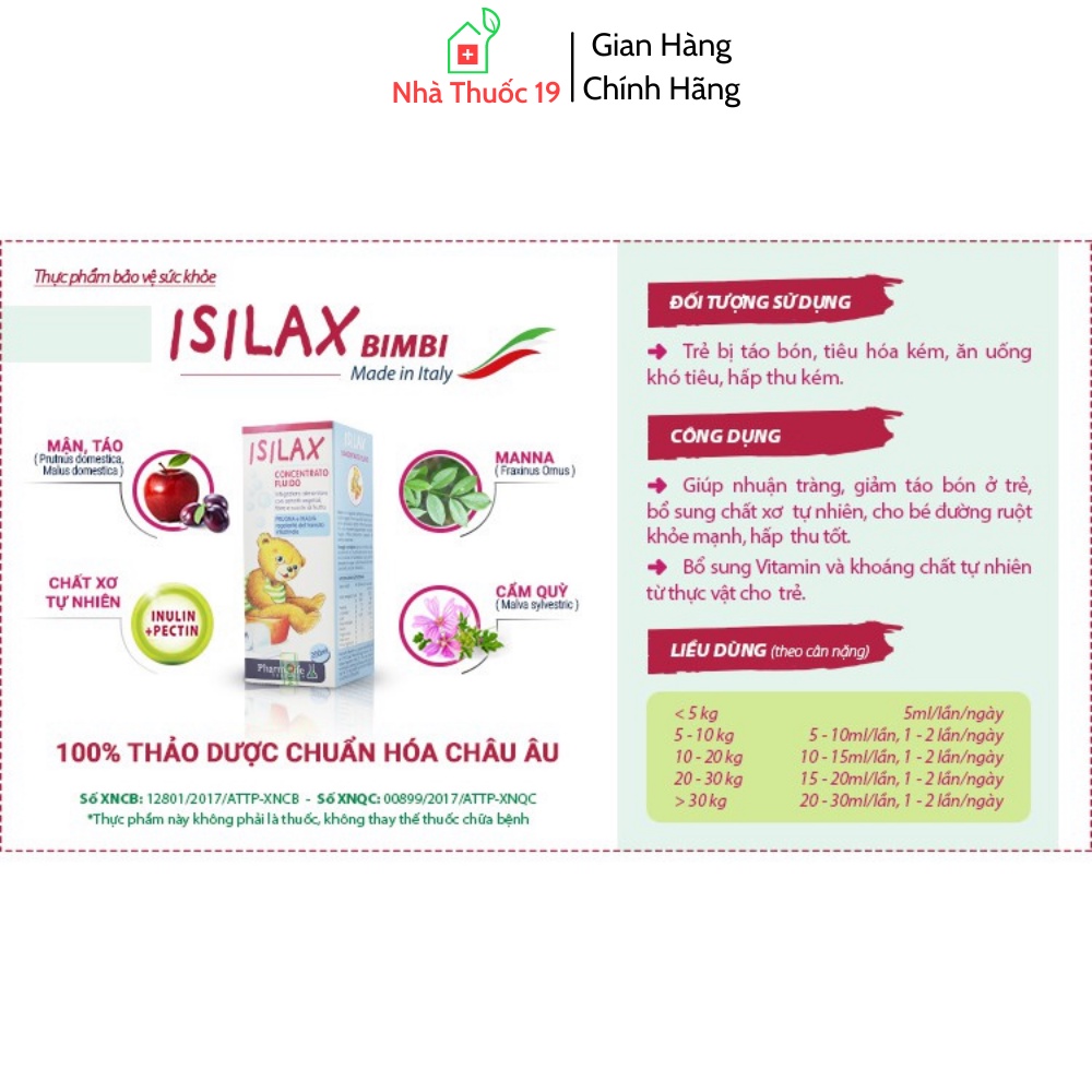Fitobimbi Isilax Siro từ Châu Âu hỗ trợ giảm táo bón, tiêu hóa kém, khó tiêu cho bé Bổ sung chất xơ giúp đường ruột khỏe