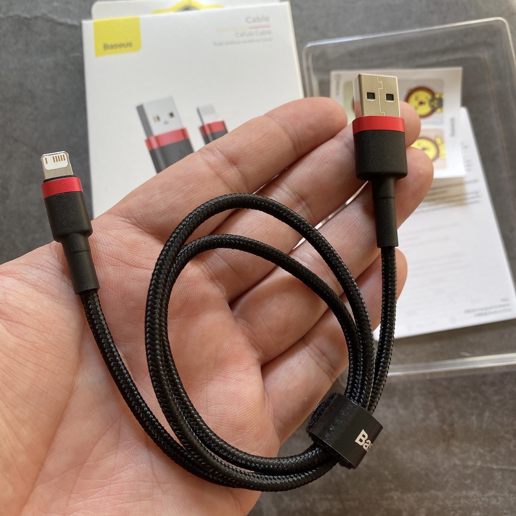 Cáp ngắn Baseus 50Cm Usb to Lighting sạc 12W cho IP dùng kèm Pin dự phòng - Mã Cafule 0.5M