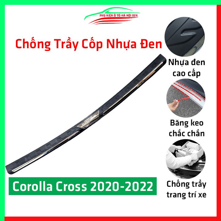 Ốp chống trầy cốp ngoài nhựa đen Corolla Cross 2020 hàng loại 1 dán cốp sau chống xước trang trí xe
