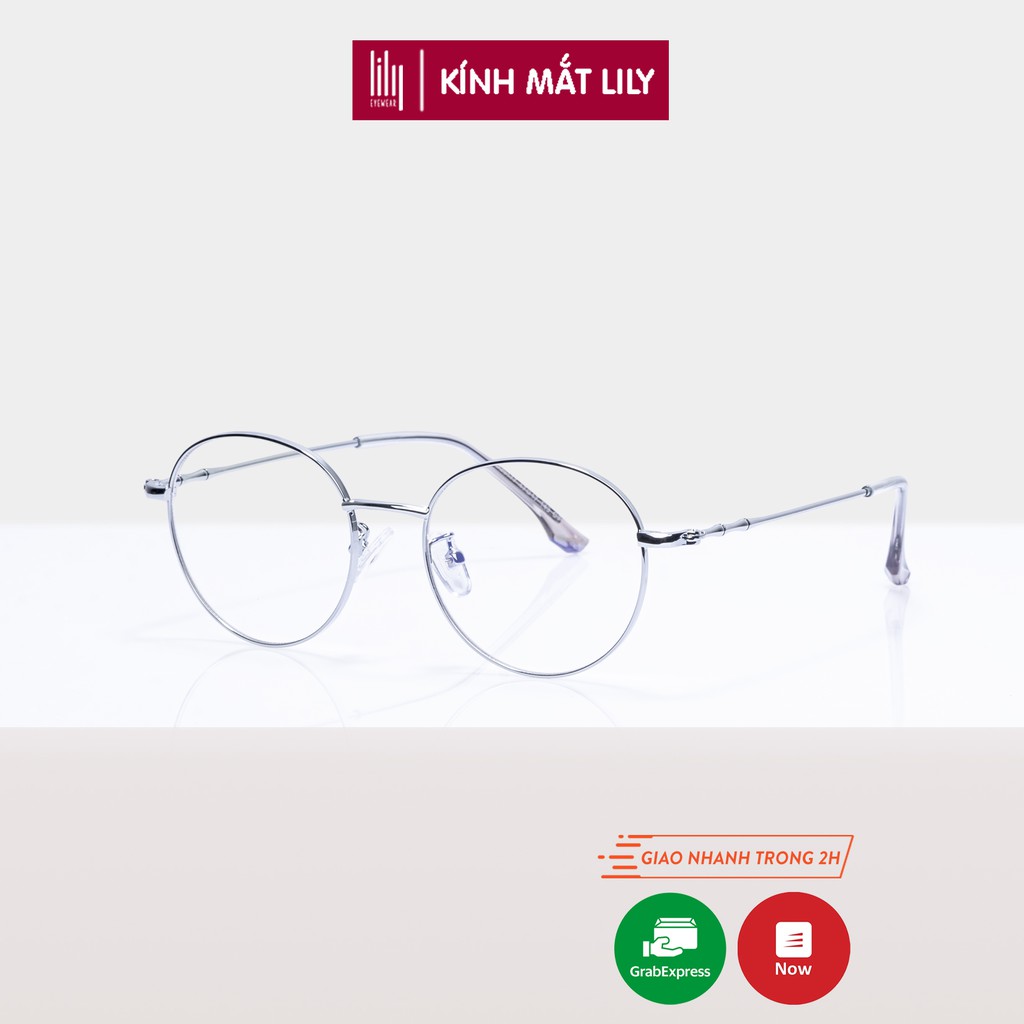 Gọng kính cận nam nữ Lilyeyewear mắt tròn kim loại màu sắc thời trang 29177