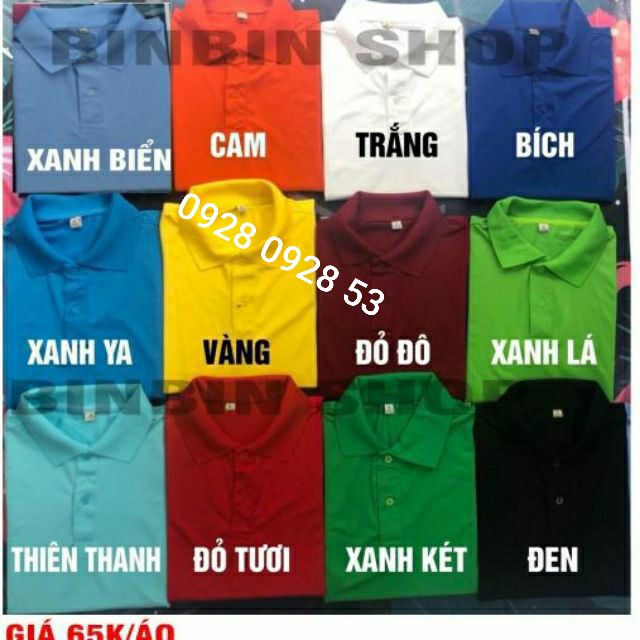 Áo thun polo thun poly 4 chiều. dày. mịn. không xù. Nam nữ cùng size