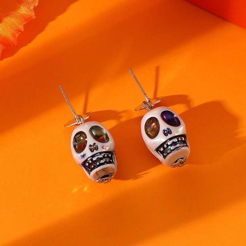 1 Đôi Bông Tai Hợp Kim Hình Đầu Lâu Halloween Kinh Dị