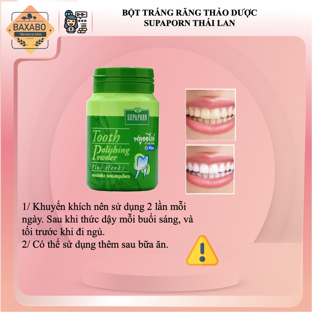 BỘT TRẮNG RĂNG THẢO DƯỢC SUPAPORN THÁI LAN - HÀNG CHÍNH HÃNG - HỦ 90GR