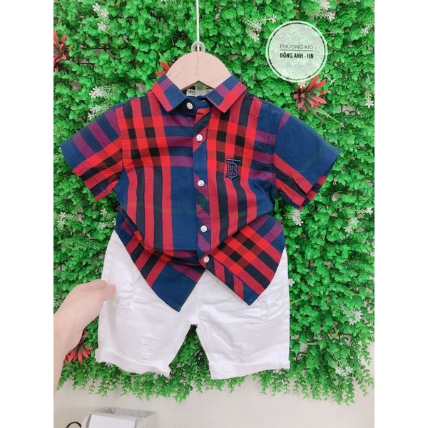 Áo sơ mi kẻ bbr cộc tay mùa hè cho bé trai từ 1- 6 tuổi  phương kid