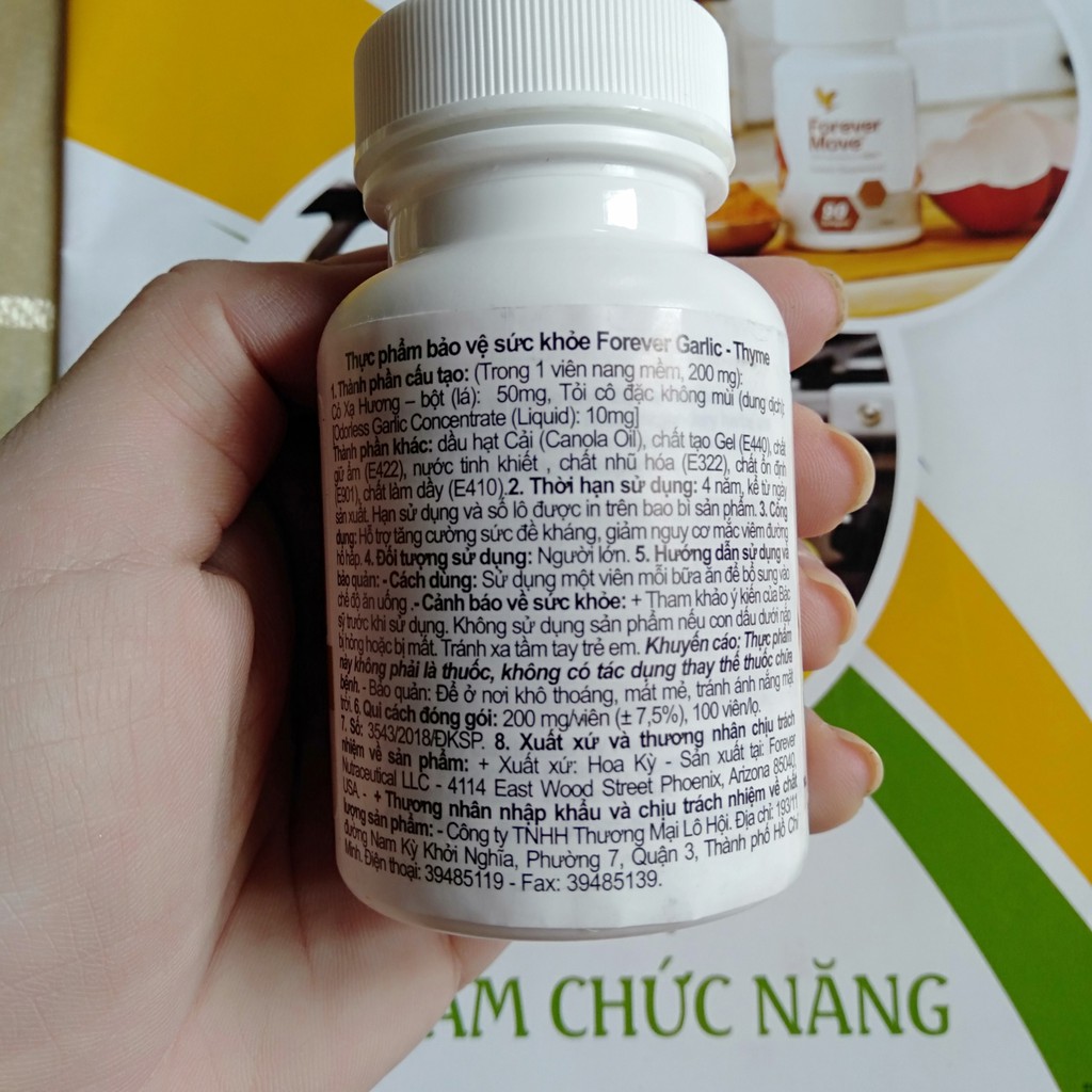 Viên Tỏi Forever Garlic Thyme #065Flp. 100viên/lọ. |Tỏi Hỗ Trợ Cảm Cúm, Nấm