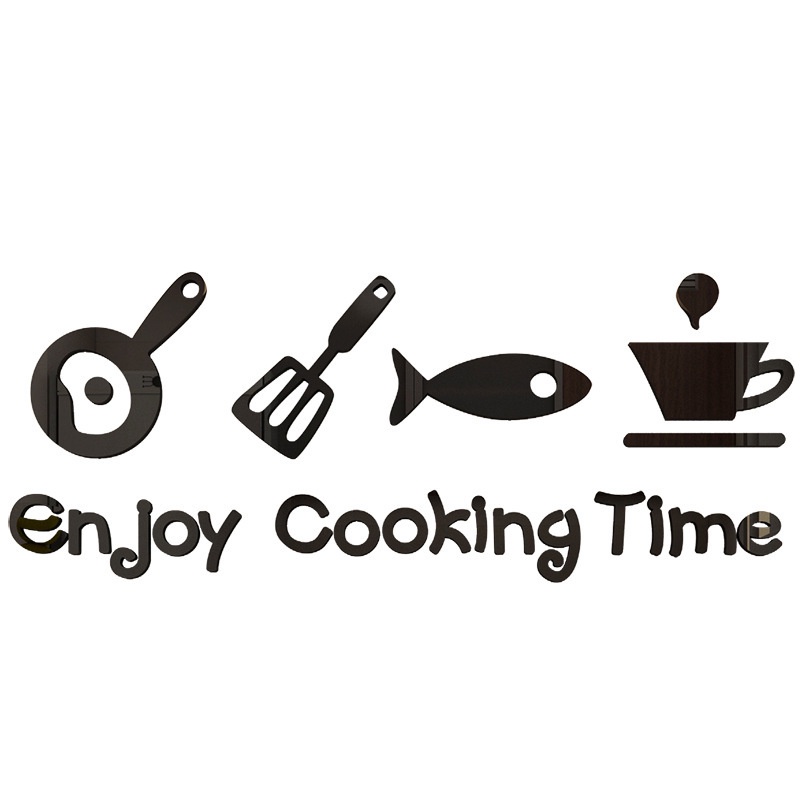 Sticker dán tường bằng acrylic họa tiết hoạt hình Enjoy nấu ăn trang trí nhà cửa
