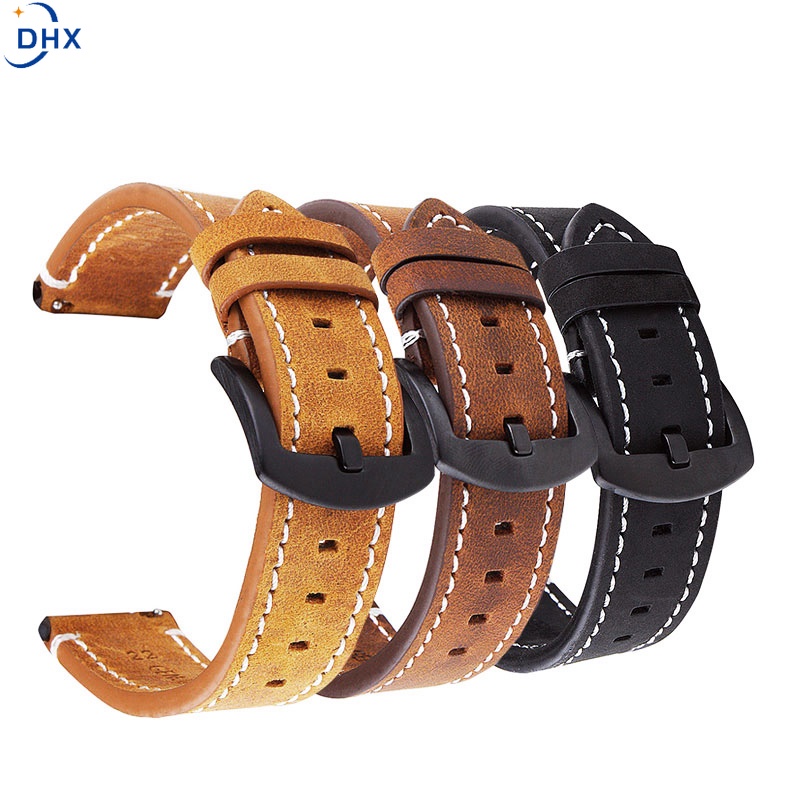Dây da đồng hồ đeo tay 18mm 20mm 22mm 24mm màu xanh lá/ đỏ