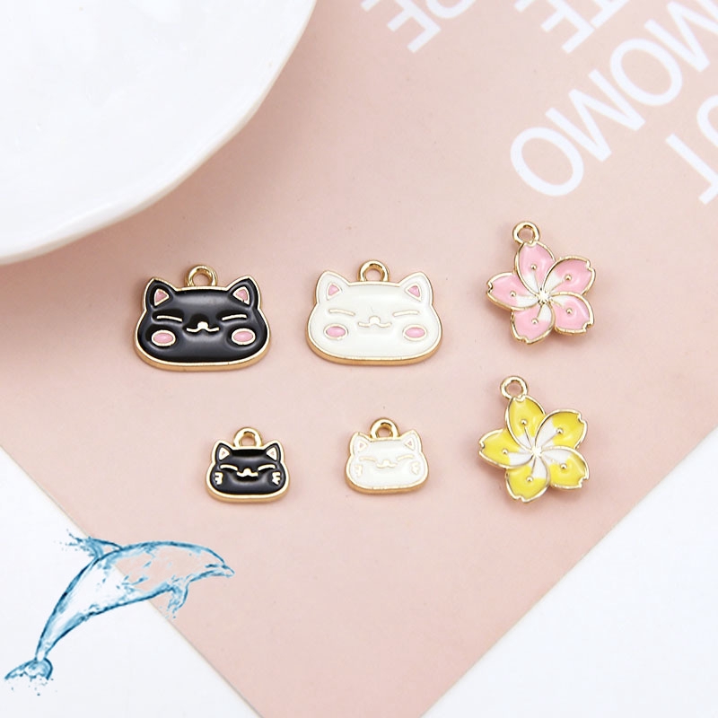 Móc Khóa / Vòng Đeo Tay / Vòng Cổ Thủ Công Bằng Hợp Kim Hình Đầu Mèo Khô Dầu Kiểu Nhật Bản Dễ Thương