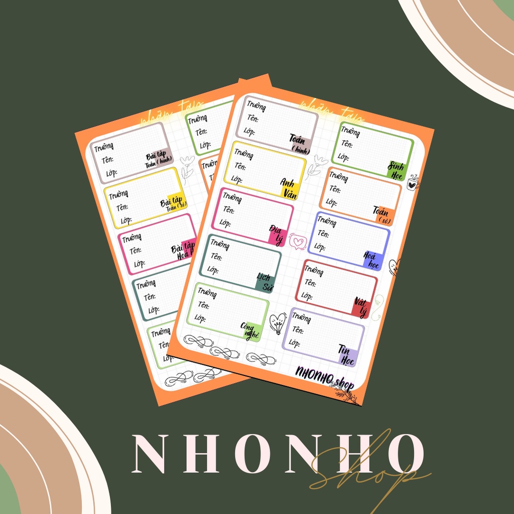 set 10 nhãn vở basic-nhonho shop