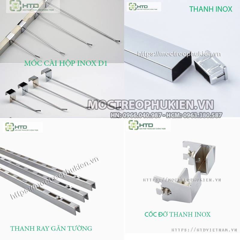 Thanh inox hộp cài móc treo HTD-TT01