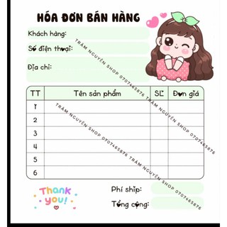 Hoá đơn bán hàng mini dễ thương - mẫu chibi