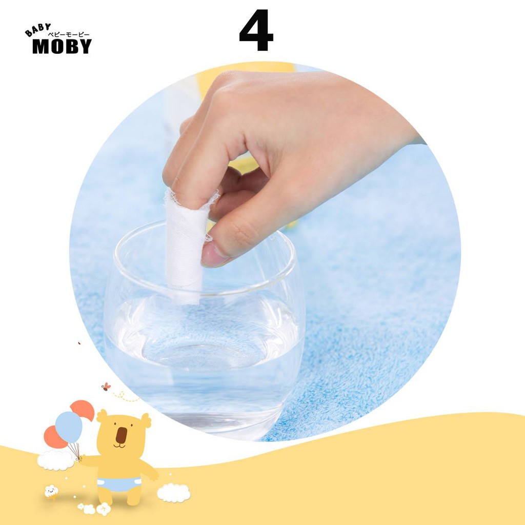 Gạc rơ lưỡi cho bé MOBY BABY 50c, tưa lưỡi vệ sinh răng miệng cho trẻ sơ sinh - Monnie Kids