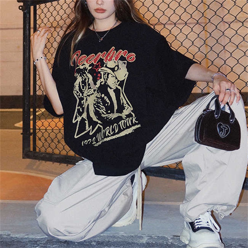 NRVP Áo Thun Nữ Oversize Cổ Tròn Thời Trang Hàn Quốc