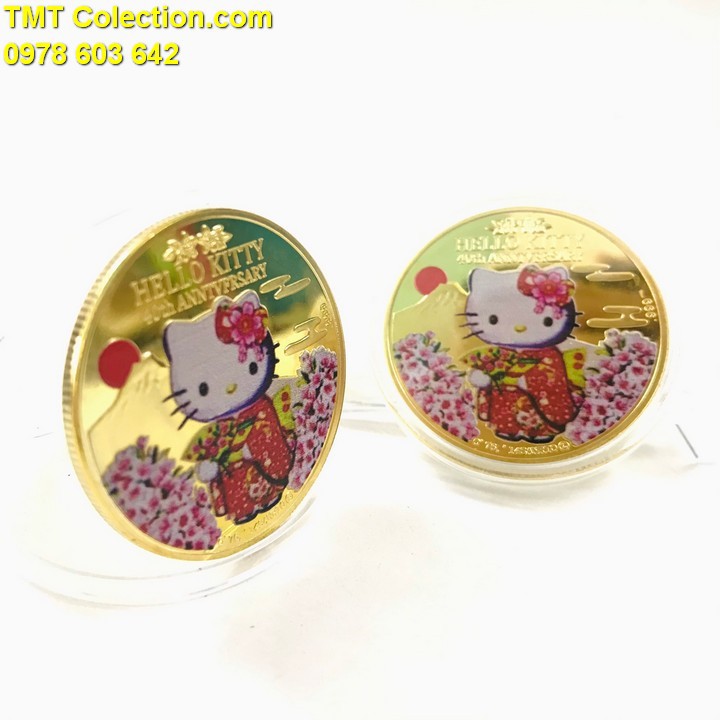 Xu kỷ niệm Mèo Kitty Vàng, Dùng để sưu tầm, giải trí trang trí bàn sách, bàn làm việc; TMT Collection- SP005312